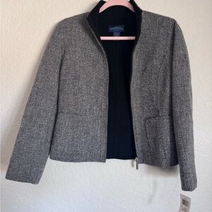 Charter Club Women's Wool Black and Gray Blazer